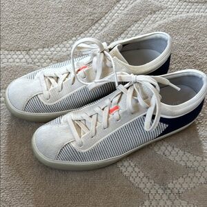 Rothy’s Stylish Cream and Navy Sneakers